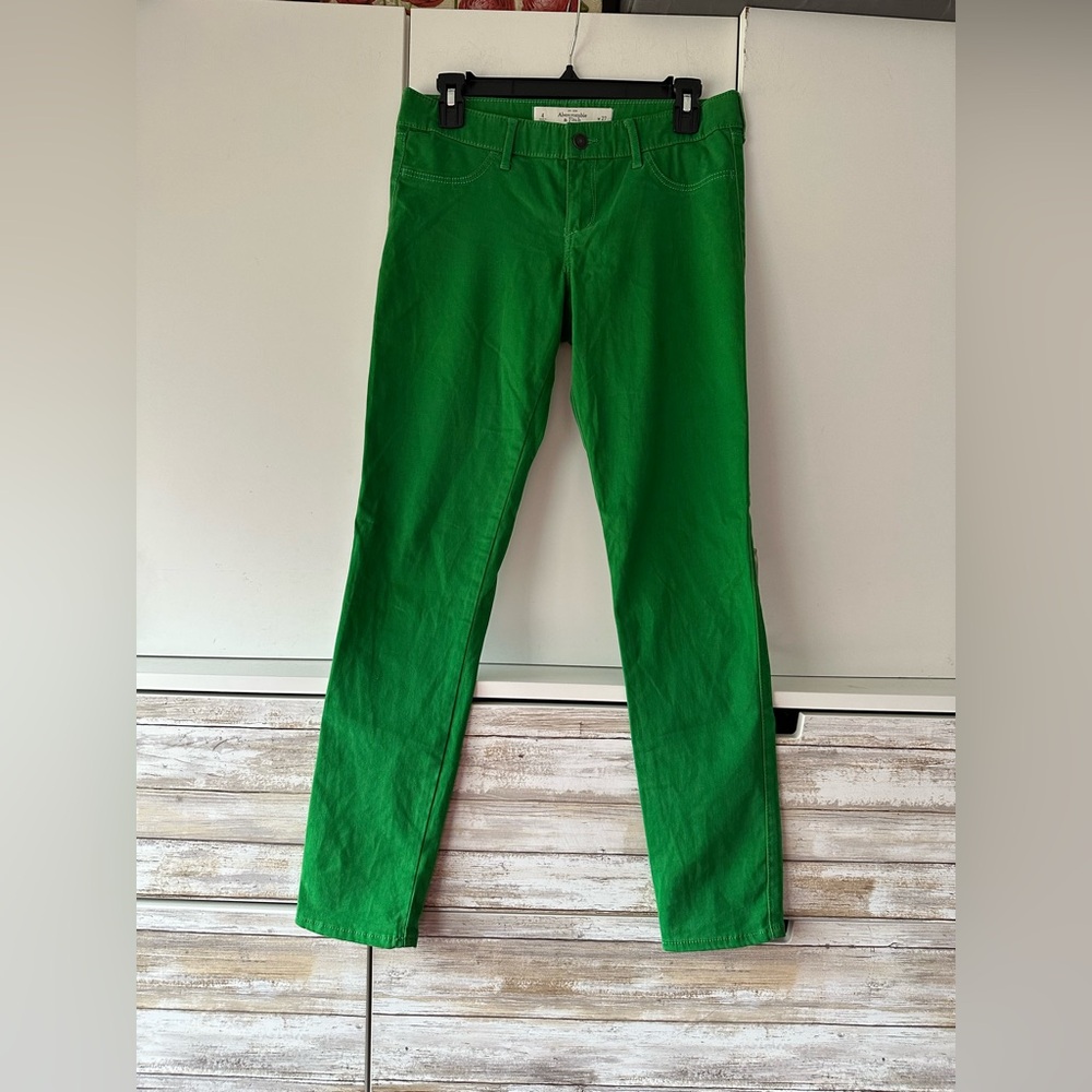 💚 Abercrombie & Fitch Green Skinny Jeans Size 4 W27